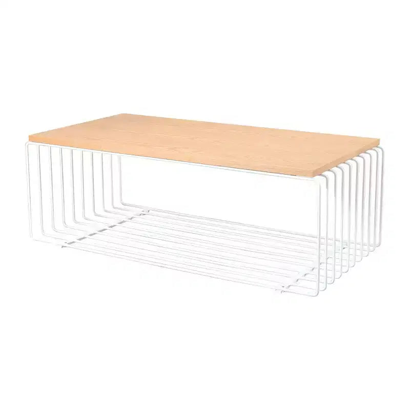 Table basse rectangulaire, noir / or / blanc, plateau en placage de bois et piètement en fil d'acier, 1 pièce