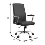 Chaise de bureau haute à dossier réglable, similicuir, pivotante et inclinable, 1 place