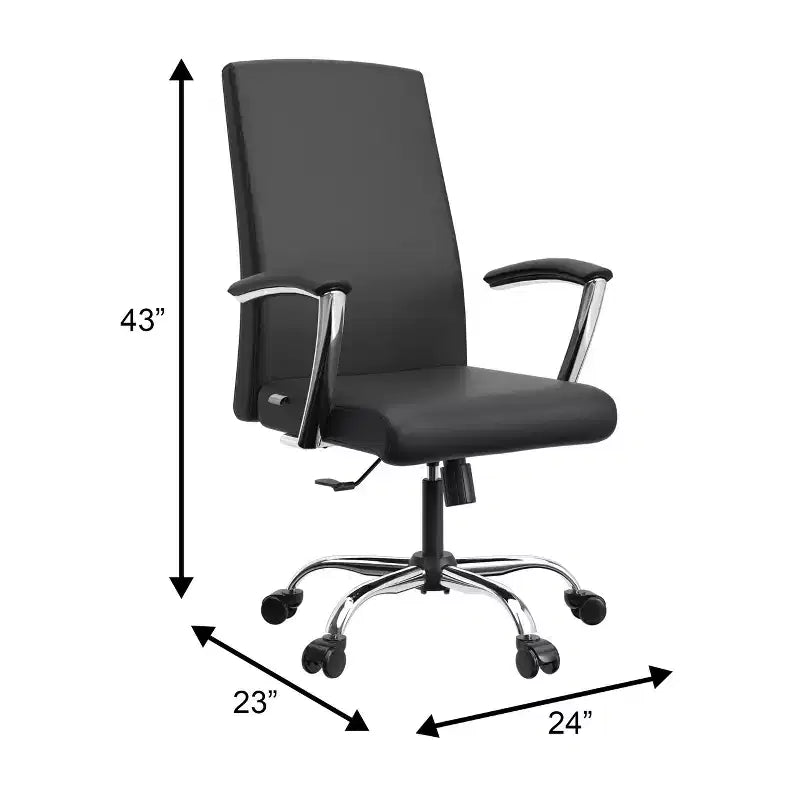 Chaise de bureau haute à dossier réglable, similicuir, pivotante et inclinable, 1 place