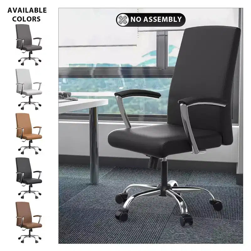 Chaise de bureau haute à dossier réglable, similicuir, pivotante et inclinable, 1 place