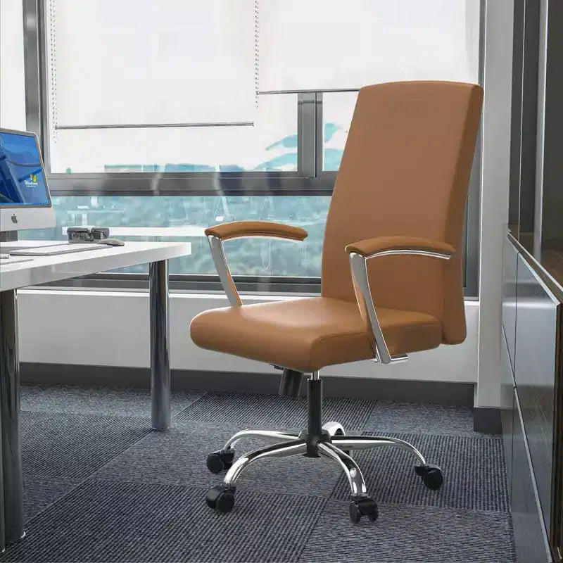 Chaise de bureau haute à dossier réglable, similicuir, pivotante et inclinable, 1 place