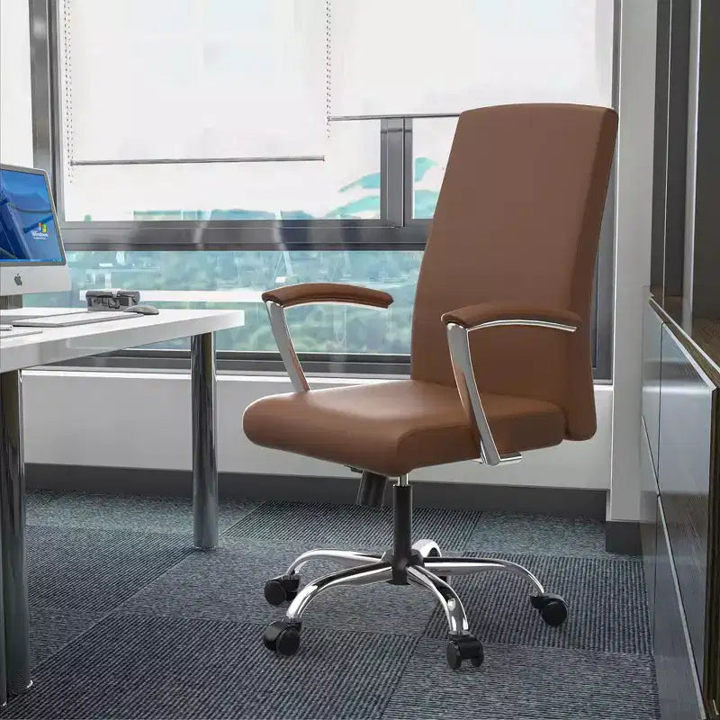 Chaise de bureau haute à dossier réglable, similicuir, pivotante et inclinable, 1 place