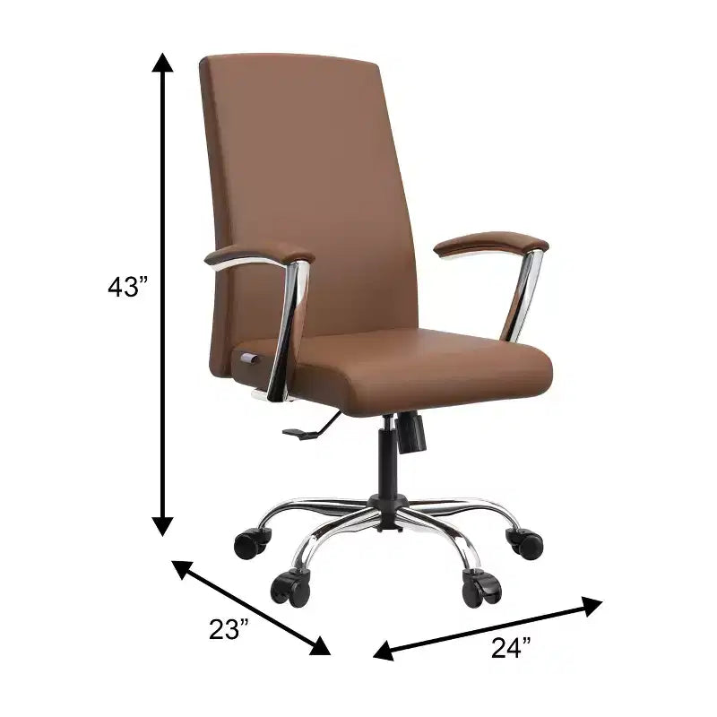Chaise de bureau haute à dossier réglable, similicuir, pivotante et inclinable, 1 place