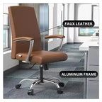 Chaise de bureau haute à dossier réglable, similicuir, pivotante et inclinable, 1 place