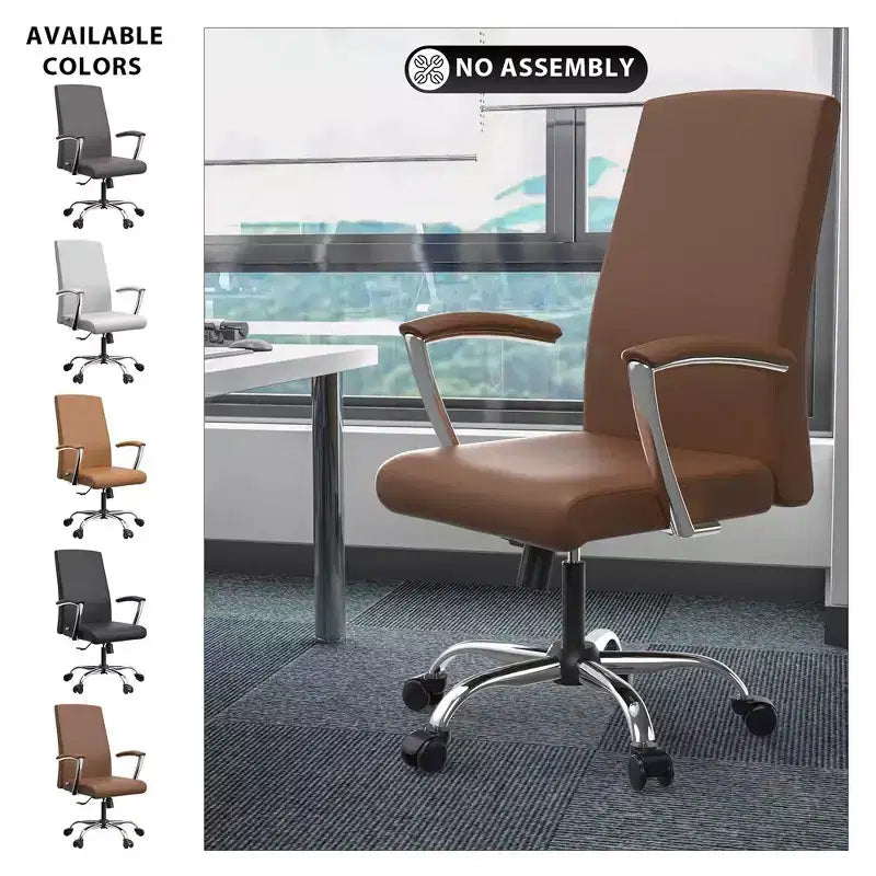 Chaise de bureau haute à dossier réglable, similicuir, pivotante et inclinable, 1 place