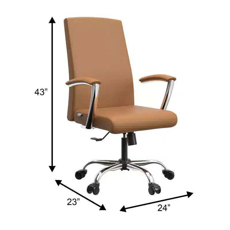 Chaise de bureau haute à dossier réglable, similicuir, pivotante et inclinable, 1 place
