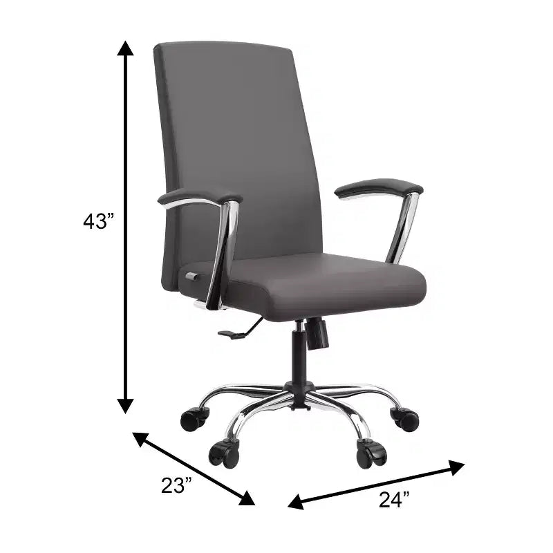 Chaise de bureau haute à dossier réglable, similicuir, pivotante et inclinable, 1 place