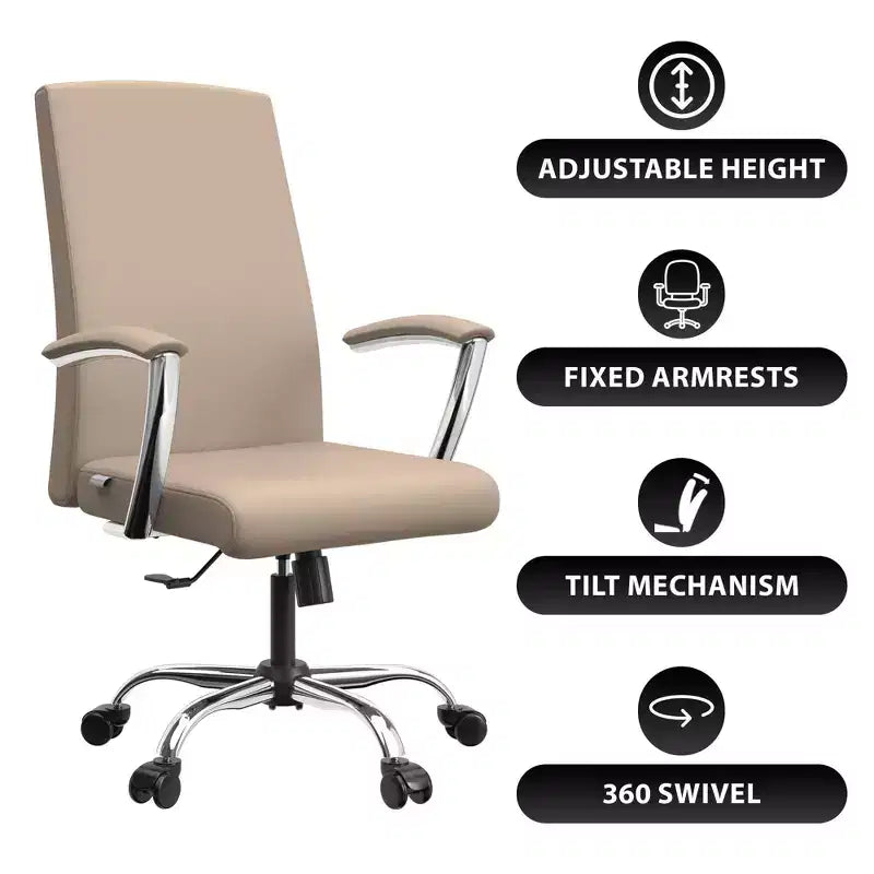 Chaise de bureau haute à dossier réglable, similicuir, pivotante et inclinable, 1 place