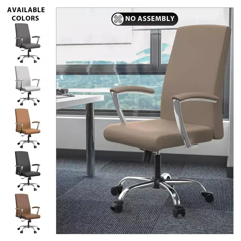 Chaise de bureau haute à dossier réglable, similicuir, pivotante et inclinable, 1 place