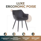 Lot de 4 chaises de salle à manger avec accoudoirs, revêtement en velours noir anthracite et pieds en métal