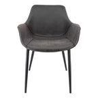 Lot de 4 chaises de salle à manger avec accoudoirs, revêtement en velours noir anthracite et pieds en métal