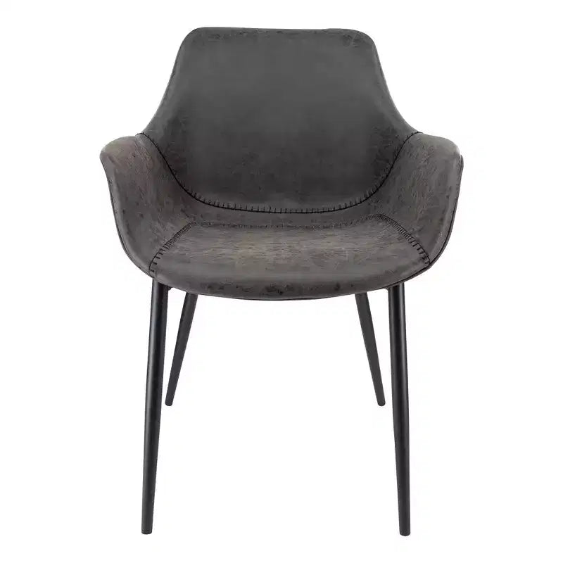 Lot de 4 chaises de salle à manger avec accoudoirs, revêtement en velours noir anthracite et pieds en métal