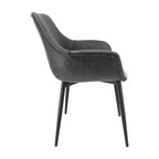 Lot de 4 chaises de salle à manger avec accoudoirs, revêtement en velours noir anthracite et pieds en métal