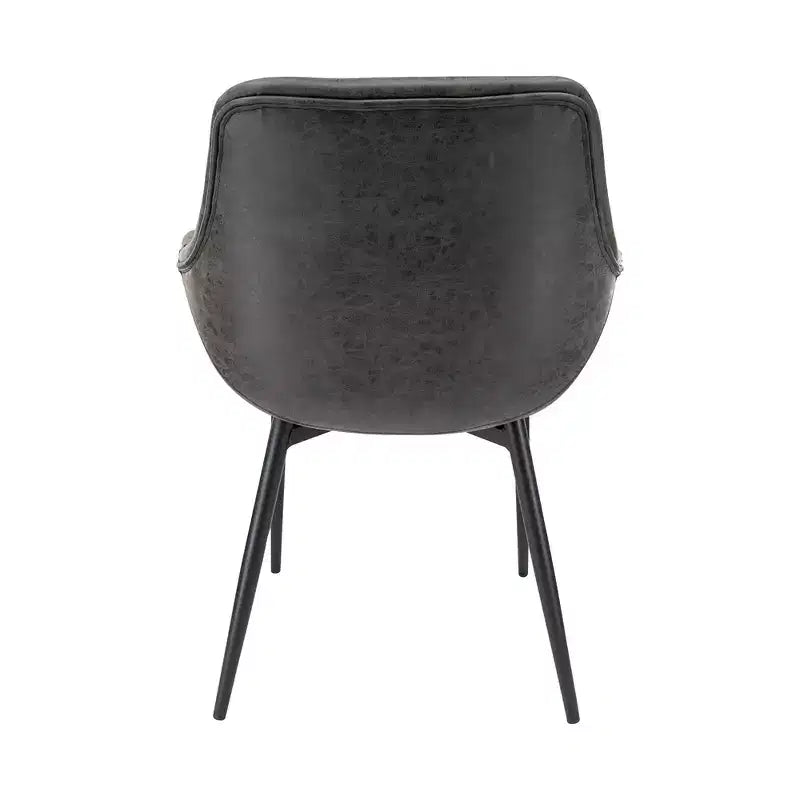 Lot de 4 chaises de salle à manger avec accoudoirs, revêtement en velours noir anthracite et pieds en métal
