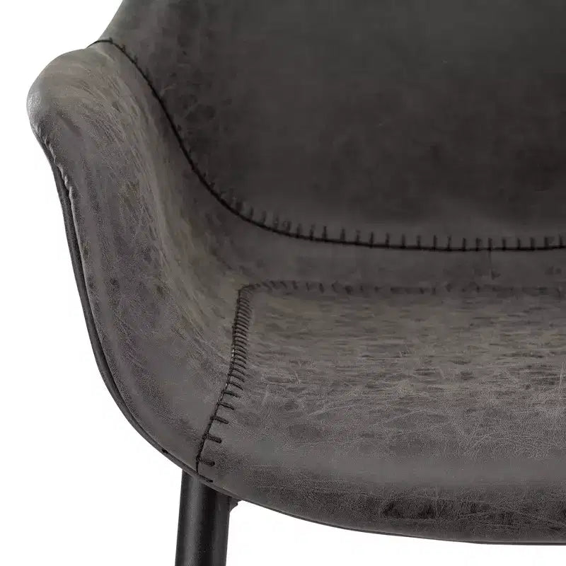 Lot de 4 chaises de salle à manger avec accoudoirs, revêtement en velours noir anthracite et pieds en métal