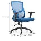 Chaise de bureau pivotante à dossier en maille et assise rembourrée – Noir / Bleu / Gris / Gris clair, 1 place