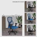 Chaise de bureau pivotante à dossier en maille et assise rembourrée – Noir / Bleu / Gris / Gris clair, 1 place