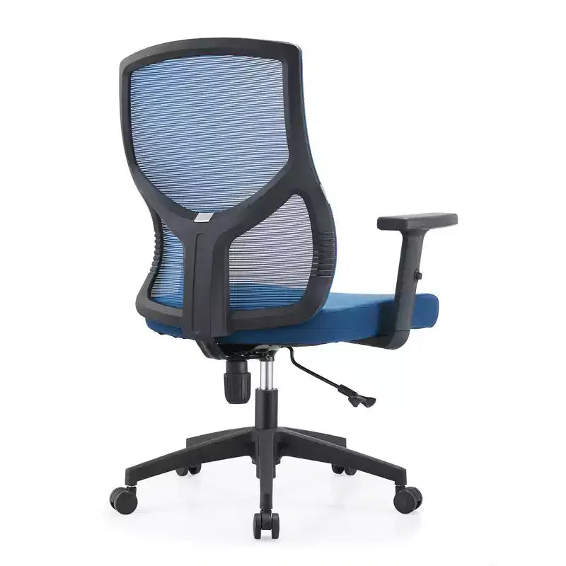 Chaise de bureau pivotante à dossier en maille et assise rembourrée – Noir / Bleu / Gris / Gris clair, 1 place