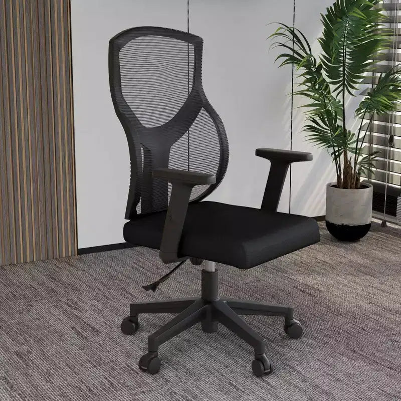 Chaise de bureau pivotante à dossier en maille et assise rembourrée – Noir / Bleu / Gris / Gris clair, 1 place
