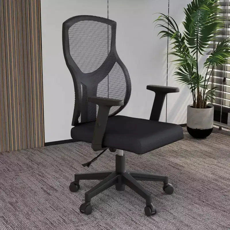 Chaise de bureau pivotante à dossier en maille et assise rembourrée – Noir / Bleu / Gris / Gris clair, 1 place
