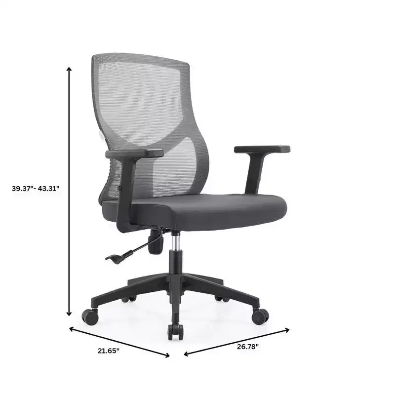 Chaise de bureau pivotante à dossier en maille et assise rembourrée – Noir / Bleu / Gris / Gris clair, 1 place