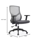 Chaise de bureau pivotante à dossier en maille et assise rembourrée – Noir / Bleu / Gris / Gris clair, 1 place