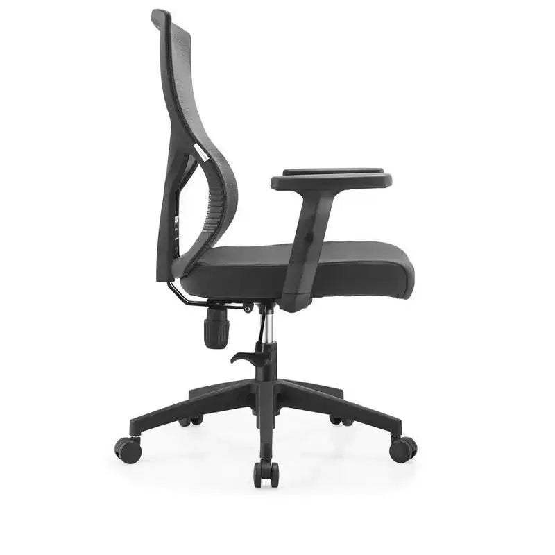 Chaise de bureau pivotante à dossier en maille et assise rembourrée – Noir / Bleu / Gris / Gris clair, 1 place