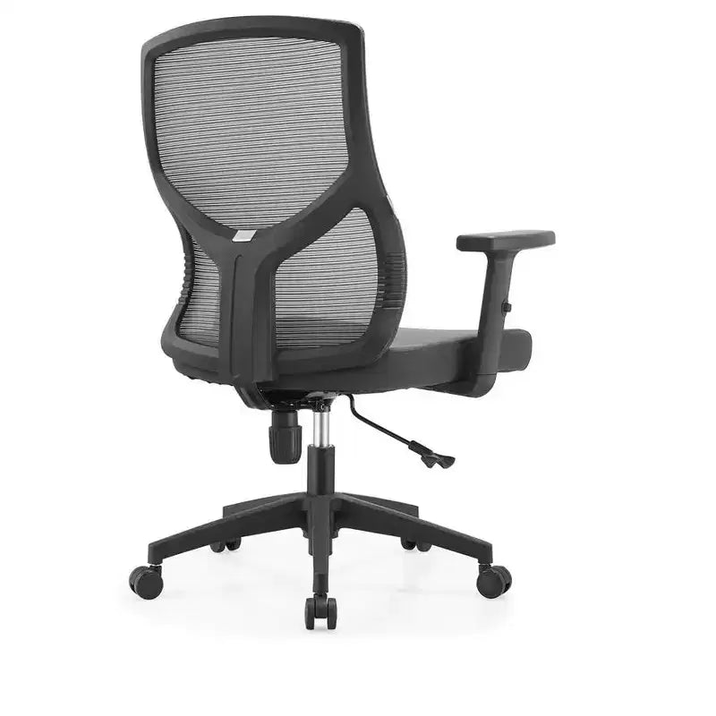 Chaise de bureau pivotante à dossier en maille et assise rembourrée – Noir / Bleu / Gris / Gris clair, 1 place