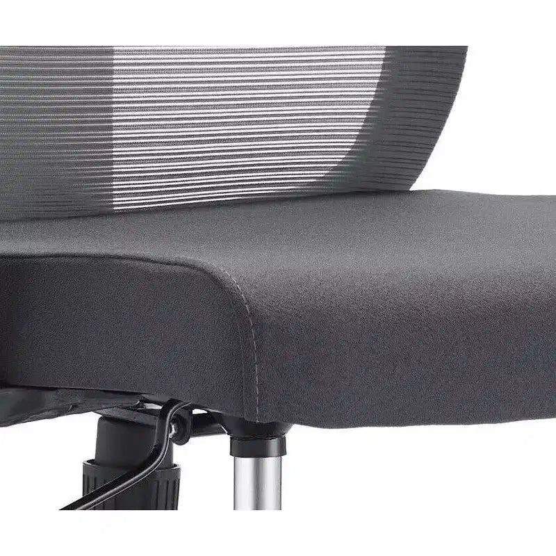 Chaise de bureau pivotante à dossier en maille et assise rembourrée – Noir / Bleu / Gris / Gris clair, 1 place