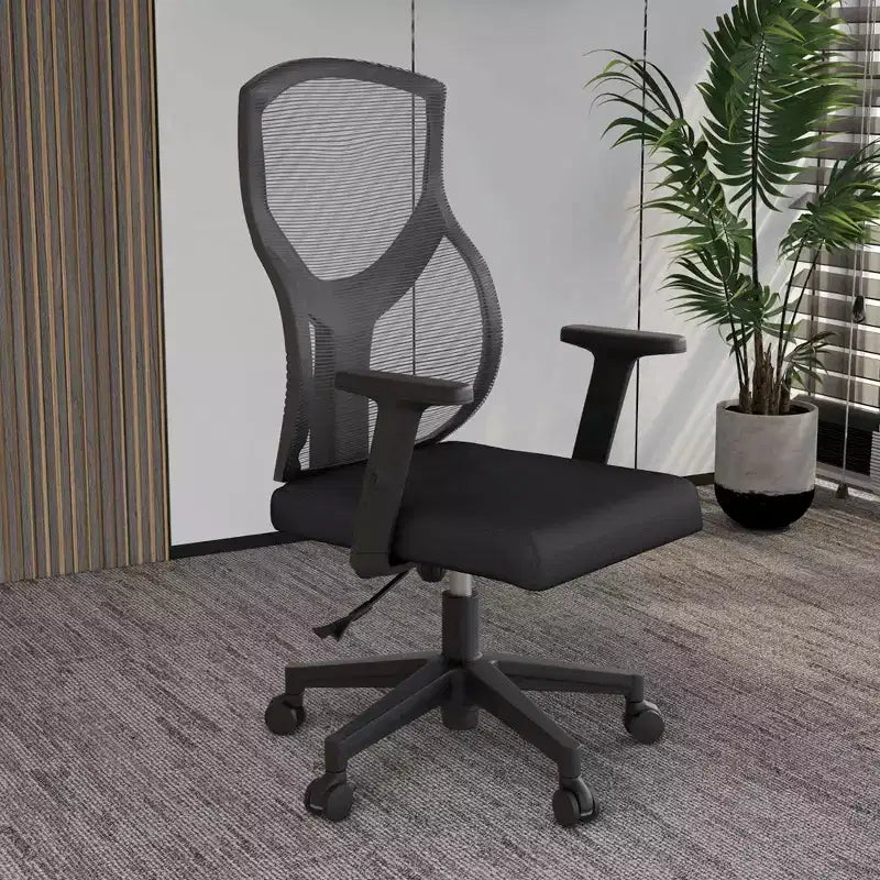 Chaise de bureau pivotante à dossier en maille et assise rembourrée – Noir / Bleu / Gris / Gris clair, 1 place