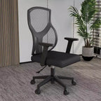 Chaise de bureau pivotante à dossier en maille et assise rembourrée – Noir / Bleu / Gris / Gris clair, 1 place