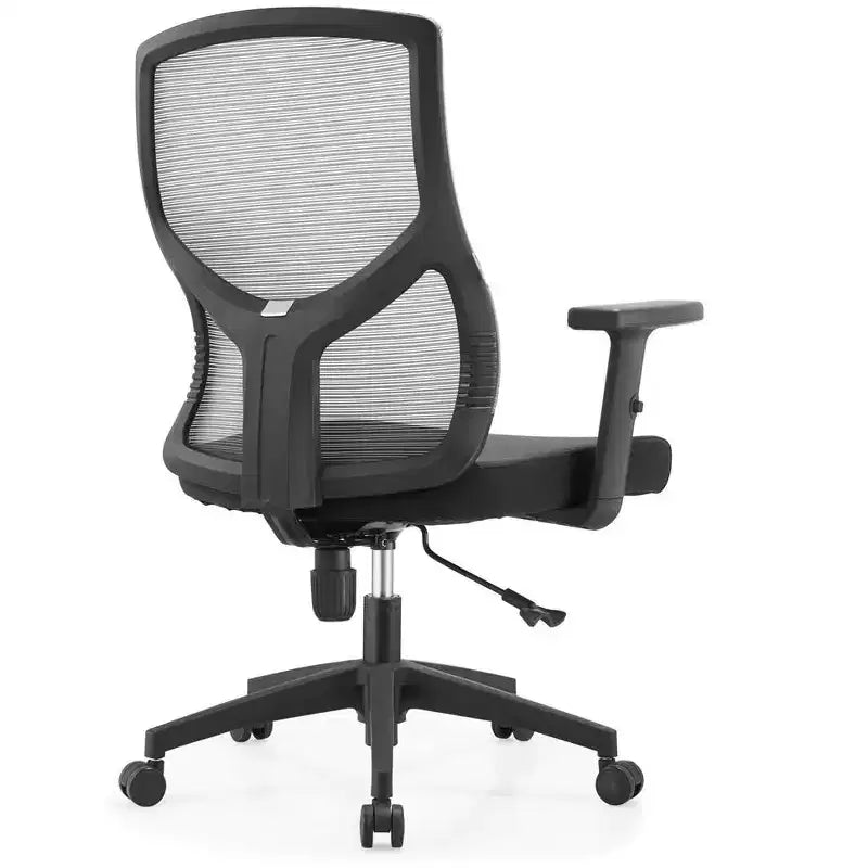 Chaise de bureau pivotante à dossier en maille et assise rembourrée – Noir / Bleu / Gris / Gris clair, 1 place