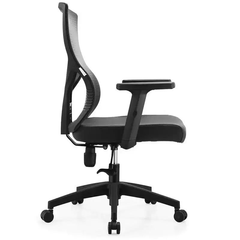 Chaise de bureau pivotante à dossier en maille et assise rembourrée – Noir / Bleu / Gris / Gris clair, 1 place