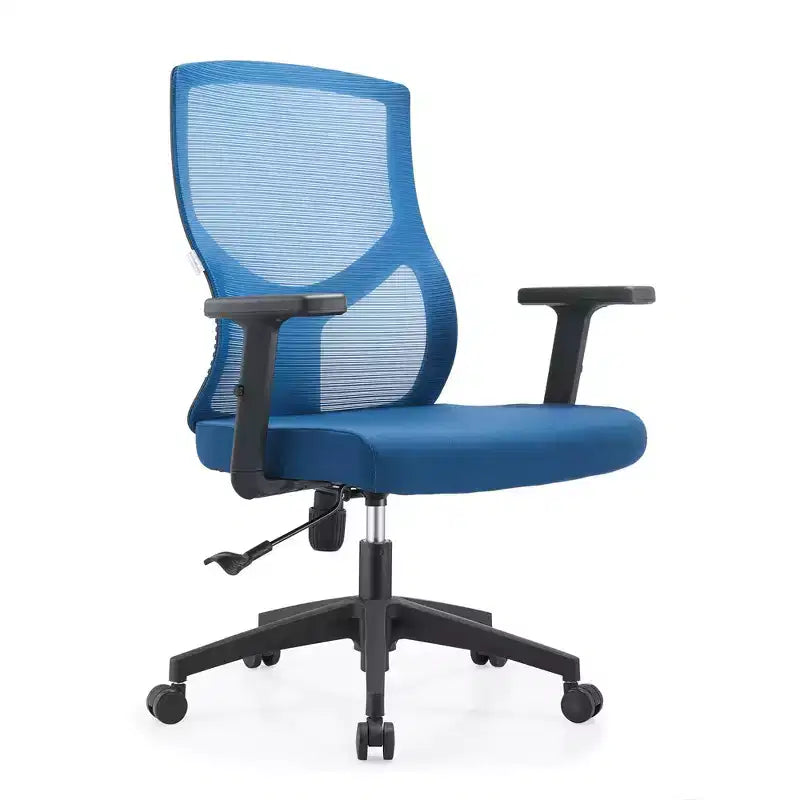 Chaise de bureau pivotante à dossier en maille et assise rembourrée – Noir / Bleu / Gris / Gris clair, 1 place