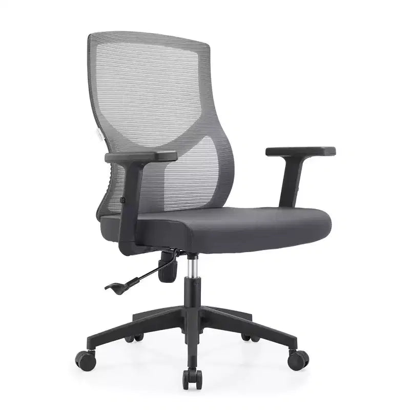 Chaise de bureau pivotante à dossier en maille et assise rembourrée – Noir / Bleu / Gris / Gris clair, 1 place