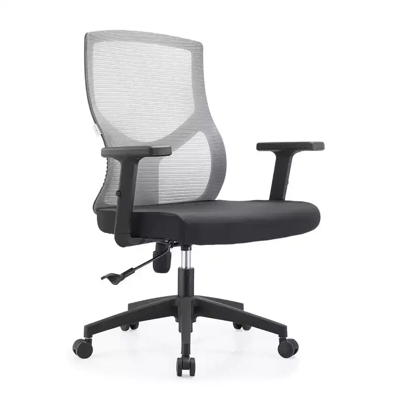 Chaise de bureau pivotante à dossier en maille et assise rembourrée – Noir / Bleu / Gris / Gris clair, 1 place