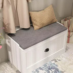 Porte-manteau mural blanc avec banc et 4 crochets doubles, 1 personne