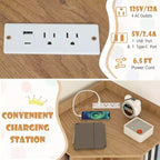 Organisateur de rangement d'angle à 3 niveaux pour jouets avec ports USB, 9 casiers, pour enfants, gris/naturel/blanc