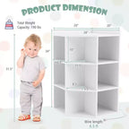 Organisateur de rangement d'angle à 3 niveaux pour jouets avec ports USB, 9 casiers, pour enfants, gris/naturel/blanc
