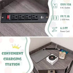 Organisateur de rangement d'angle à 3 niveaux pour jouets avec ports USB, 9 casiers, pour enfants, gris/naturel/blanc