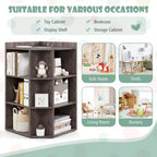 Organisateur de rangement d'angle à 3 niveaux pour jouets avec ports USB, 9 casiers, pour enfants, gris/naturel/blanc