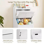 Bibliothèque enfant gris/blanc avec coffre à jouets, 3 étagères