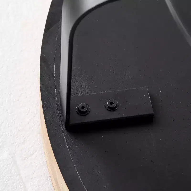 Table basse 1 personne avec plateau en pin sculpté et pieds en métal, naturel/noir, rond/irrégulier