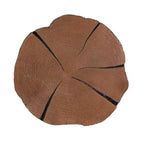 Table basse 1 personne avec plateau en pin sculpté et pieds en métal, naturel/noir, rond/irrégulier
