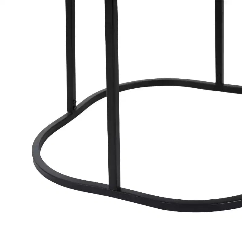 Table basse 1 personne avec plateau en pin sculpté et pieds en métal, naturel/noir, rond/irrégulier