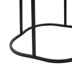 Table basse 1 personne avec plateau en pin sculpté et pieds en métal, naturel/noir, rond/irrégulier