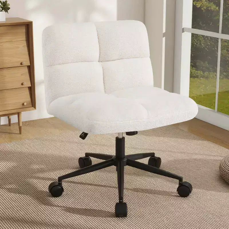 Fauteuil de bureau sans accoudoirs beige/gris sur roulettes, 1 place