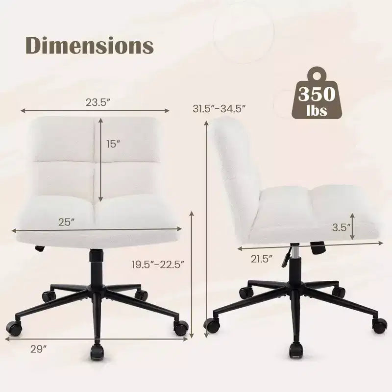 Fauteuil de bureau sans accoudoirs beige/gris sur roulettes, 1 place