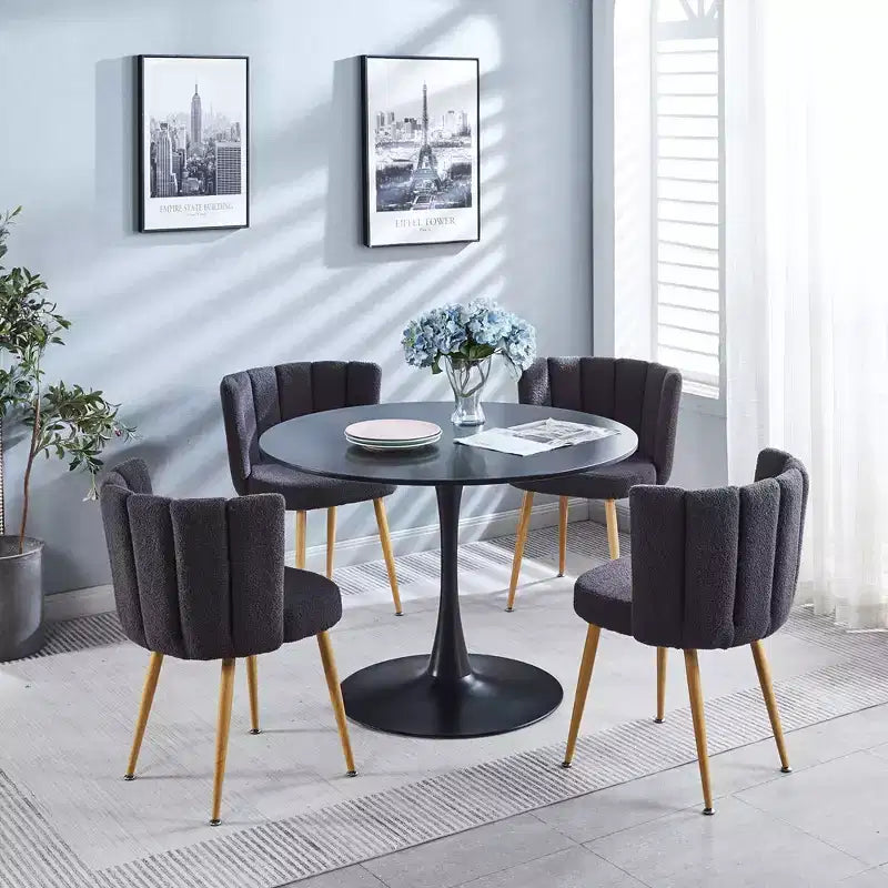 Dining Chairs Set Of 2, Upholstered Chairs With Ergonomic Seat, Metal Legs, Comfortable Backrest, Modern Accent Chair