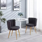 Chaises de salle à manger en velours jaune, chaises d'appoint sans accoudoirs à dossier haut, lot de 2